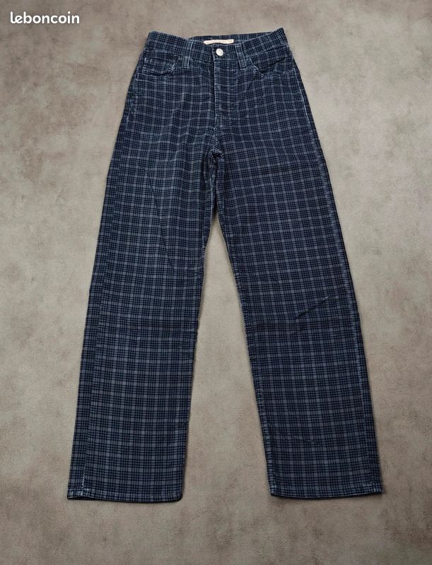 Pantalon Femme Levi's Ribcage Straight Ankle |W23 L27 FR32| taille haute droit carreaux velours #F510 (image 3)