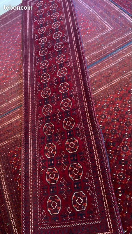 Tapis de couloir , faites par main au moyen orient, en laine , couleur rouge (image 1)