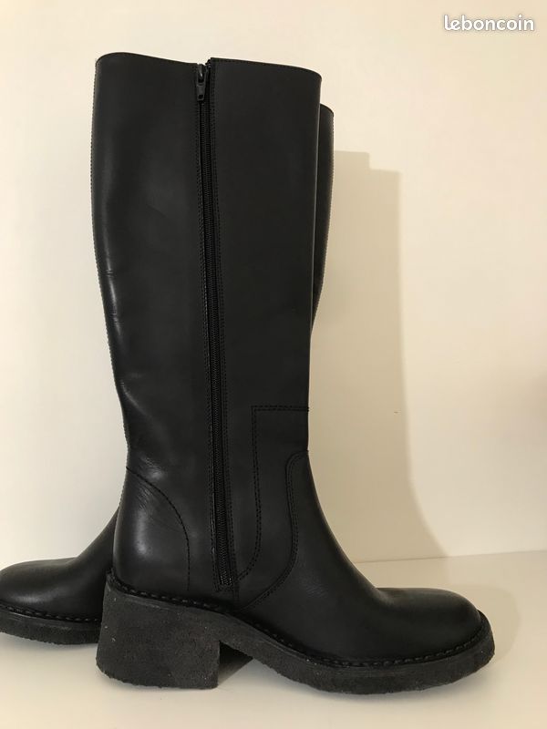 ◊ Perle rare ◊ Superbes bottes hautes cuir neuves A.P.C. Noires – P39 (image 15)