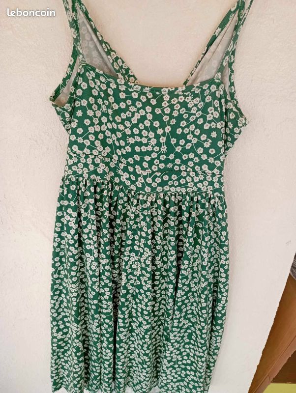 Robe Floral Robe Verte Fleurs Blanches Robe Longue Fleurie Chic Et