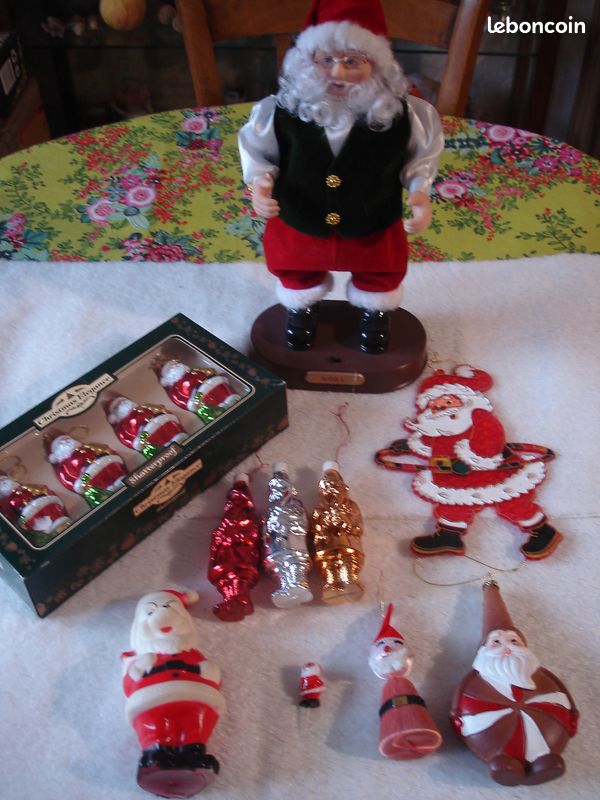 Lot De 3 Décoration De Noël Vintage En Papier De Soie - Danseurs / Père Noël - Rétro Collection