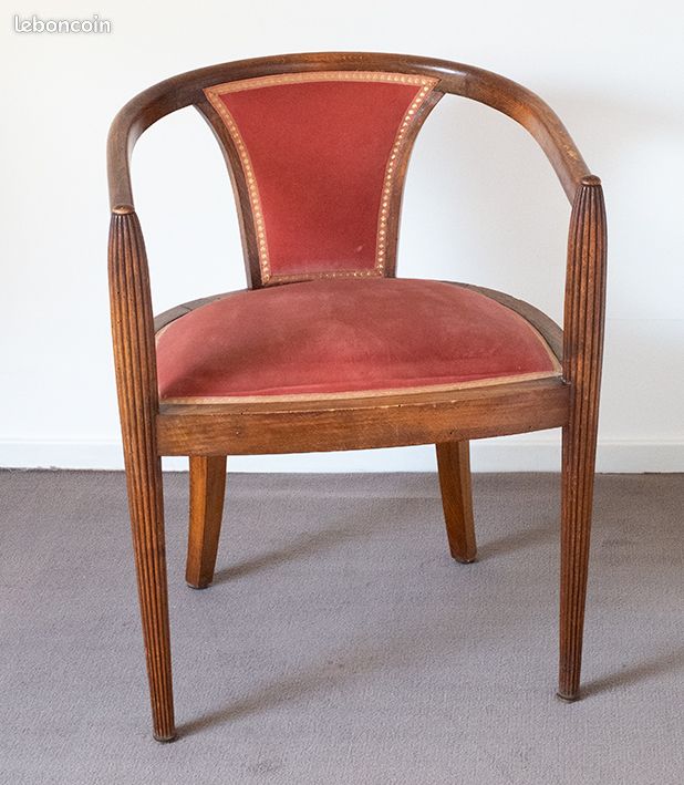 Fauteuil gondole pieds cannelés Art Déco (image 2)
