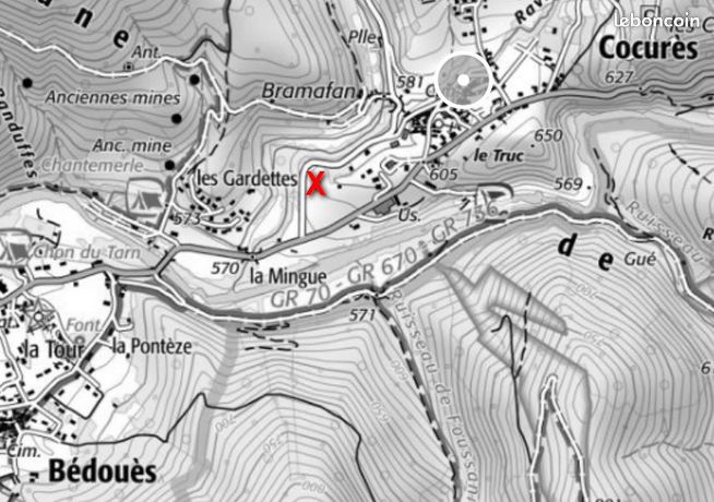 TERRAIN constructible 1270m² - Zone FLORAC LOZERE PARC des CEVENNES