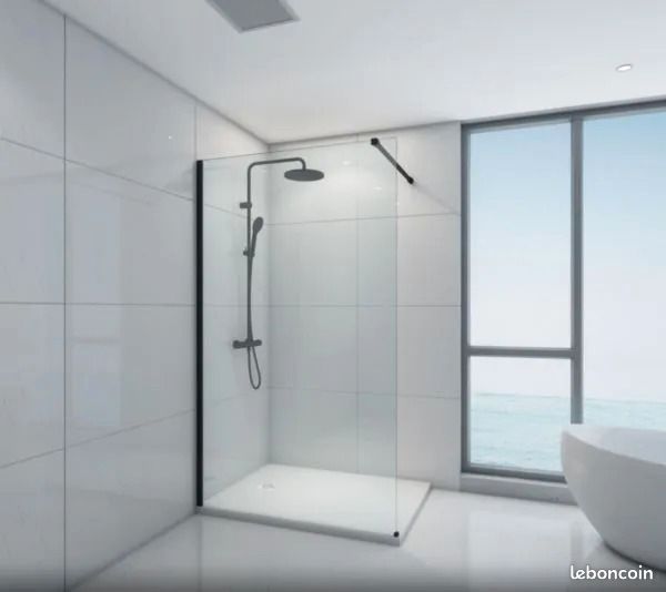 Paroi de Douche Droite 120cm ALTERNA Concerto Walk Profilés Noir Mat - 7603021 - NEUVE (image 2)