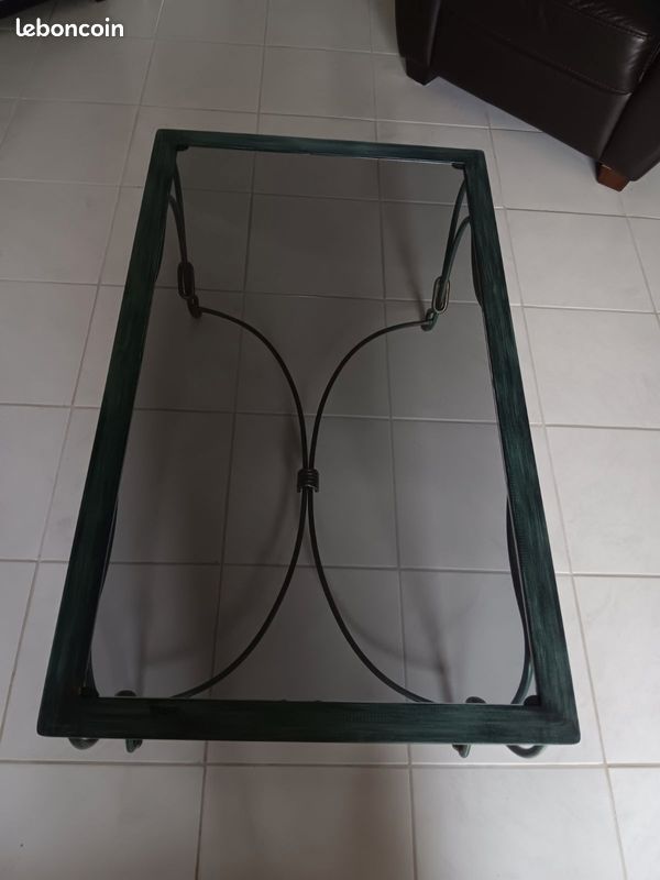 Table en verre et fer forgé (image 3)