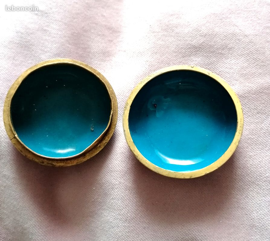 Superbe lot de 4 petites boites anciennes piluliers en émail cloisonné