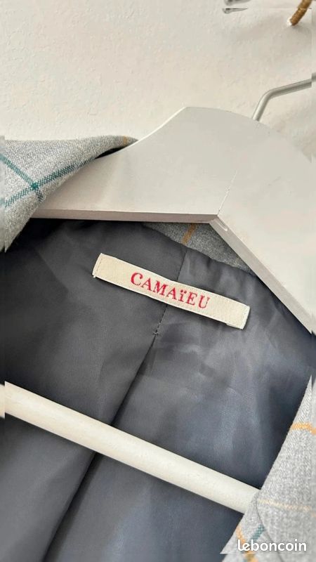 Blazer costume Camaïeu gris à carreaux taille 36 -très bon état #blazyf06 (image 3)