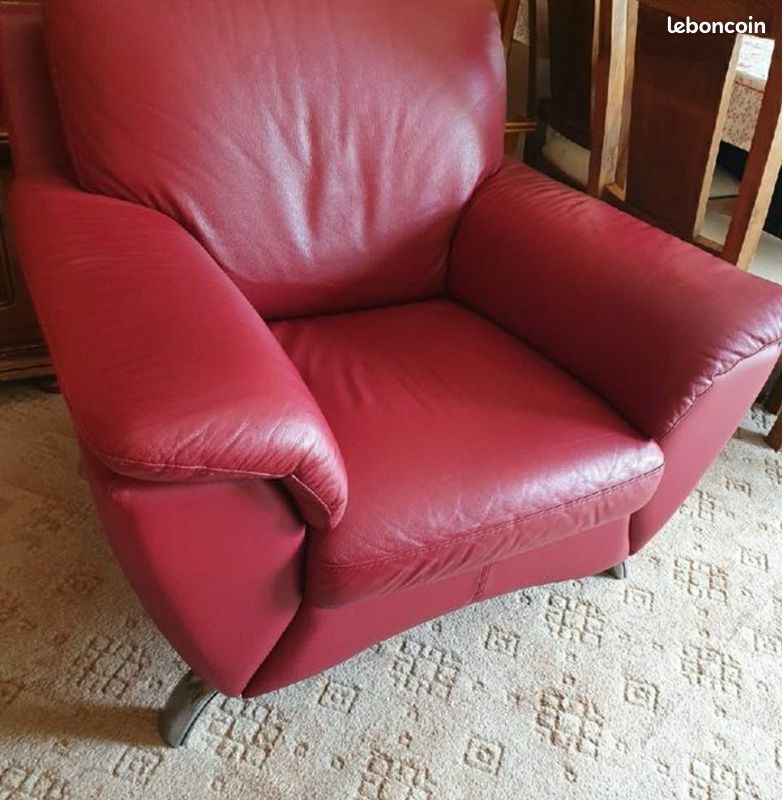 Canapé et fauteuils en cuir véritable (image 2)