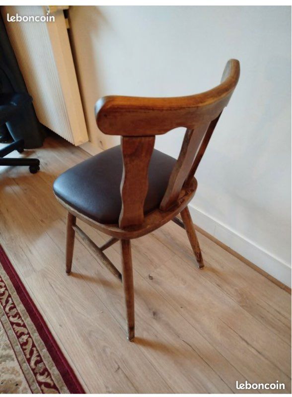 Chaise de bistrot rustique assise en cuir excellente qualité de fabrication (image 4)