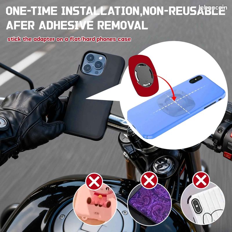 Support Téléphone Moto Universel Rotatif 360° Rouge - Fixation Guidon Vélo Moto 4,7 à 7,4 Pouces