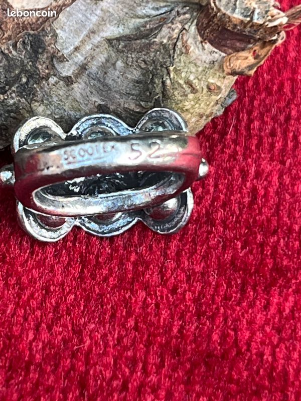 Bague en Argent 925‰ Turquoise Avec Match Sur Monture
