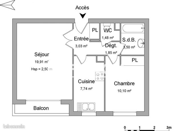 Appartement a louer courbevoie - 2 pièce(s) - 47 m2 - Surfyn