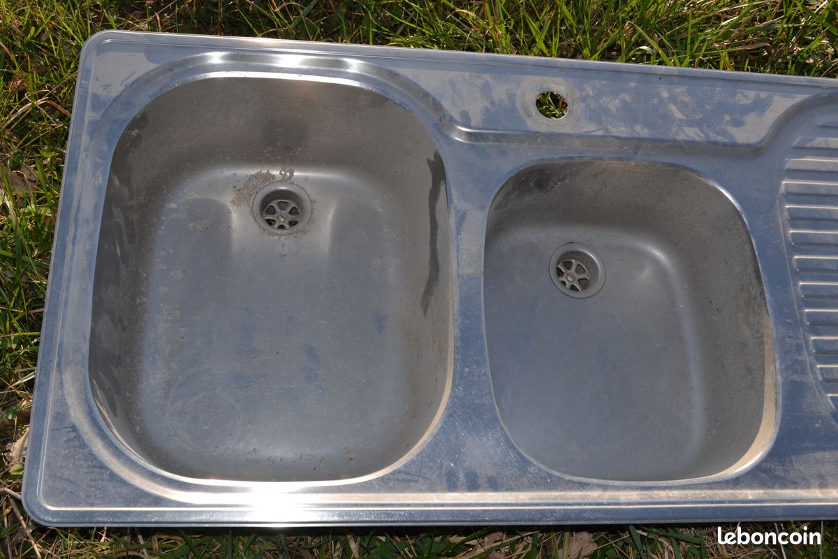 Evier en inox 2 bacs (image 2)