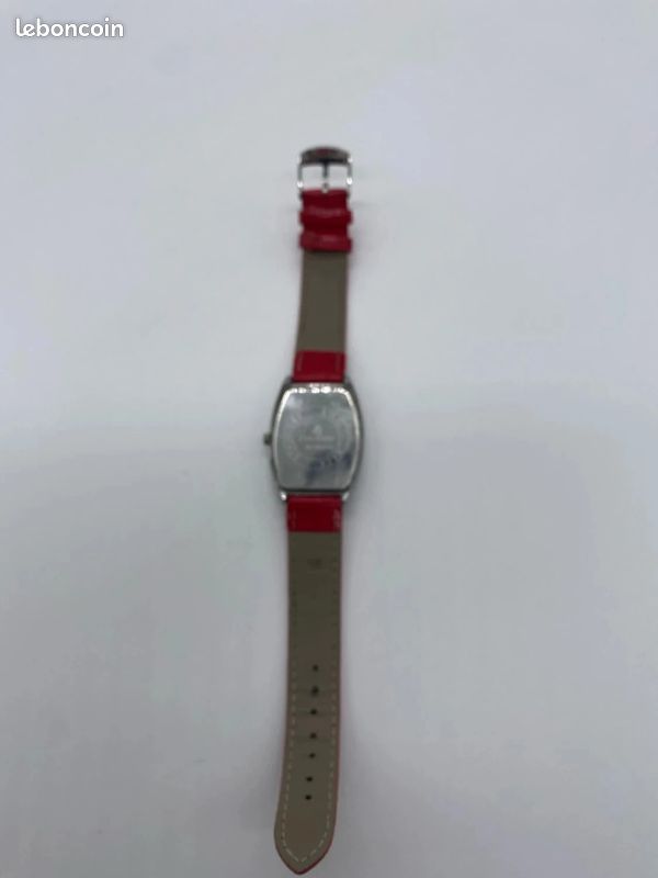 Montre femme Chalisson quartz cadran rectangulaire bracelet rouge effet croco Ai3 (image 4)