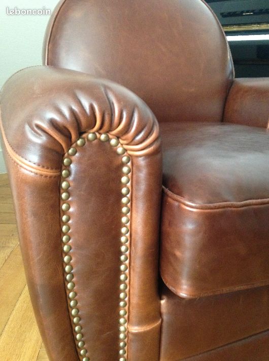 Fauteuil Club livré et sorti d'atelier en cuir - 31 (image 2)
