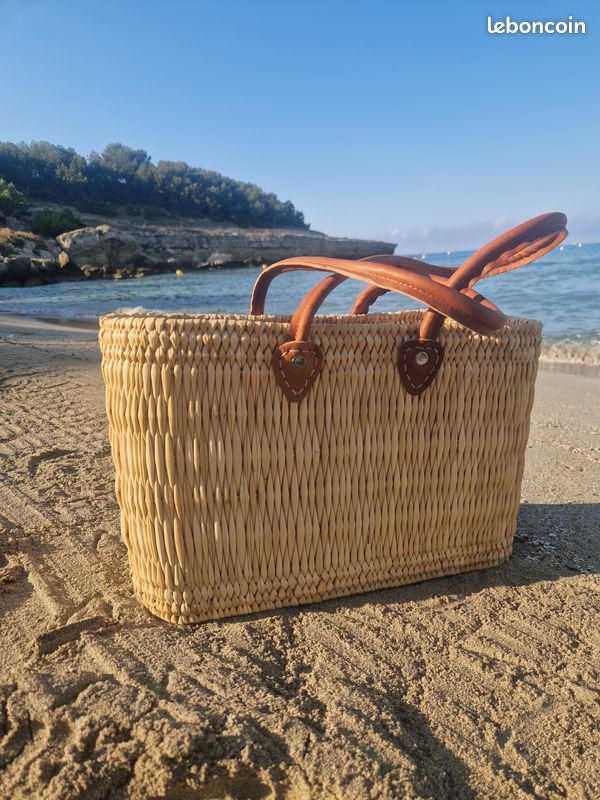 Cuir Sac Cabas Plage Paille Cabas En Paille Naturelle Tressée