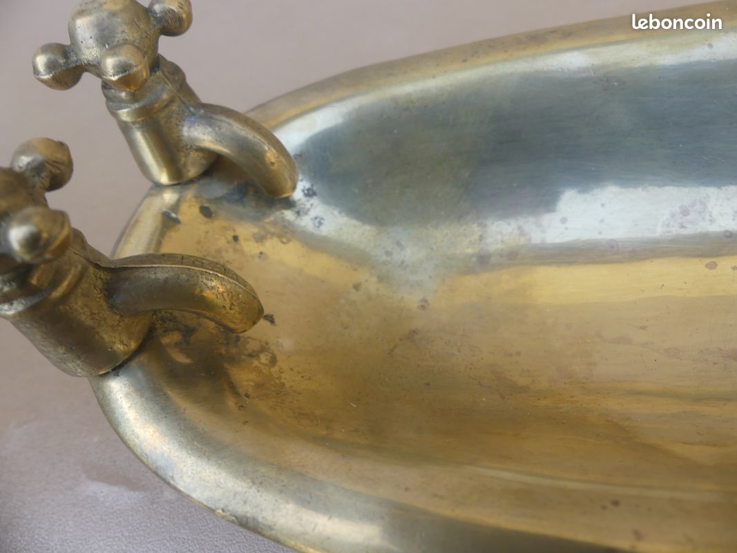 Porte-savon Design En Laiton Vieilli Et Céramique - Série Vague, Style Vintage Pour Salle De Bain