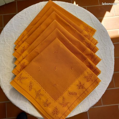 Lot de 6 serviettes de table damassées