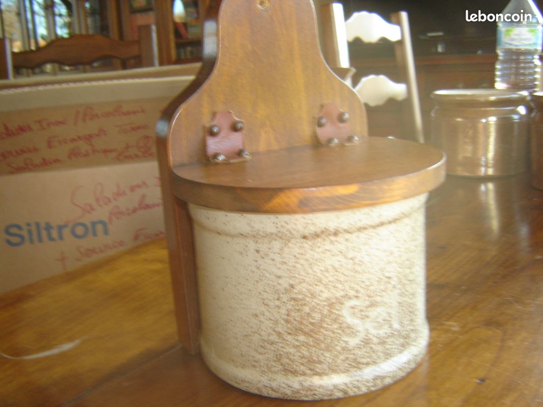 Pot à Sel en Grès avec Support en Bois (image 3)