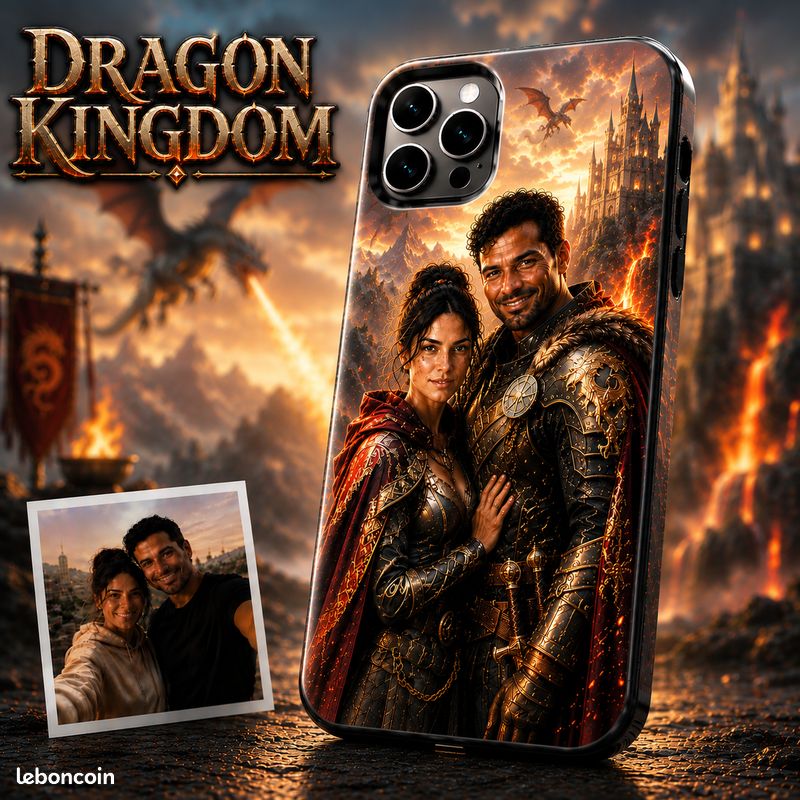 Coque de téléphone personnalisée depuis votre photo – CoupleChevalier & Princesse Fantasy (image 6)