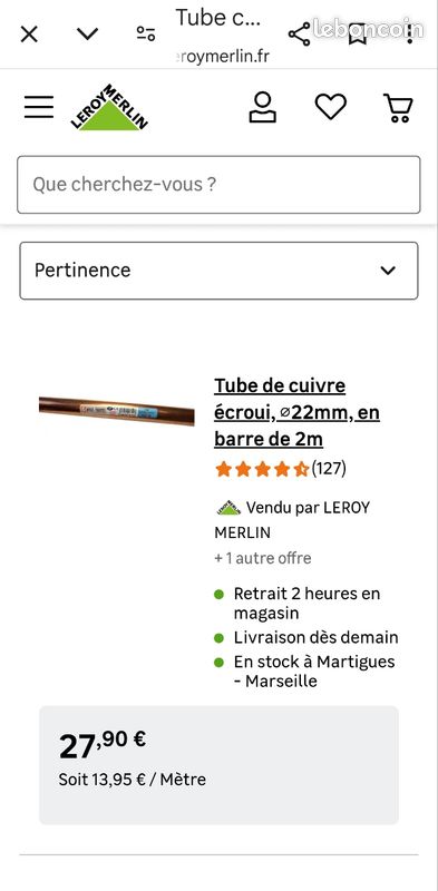 Tube cuivre plomberie 22et 18mm (image 3)