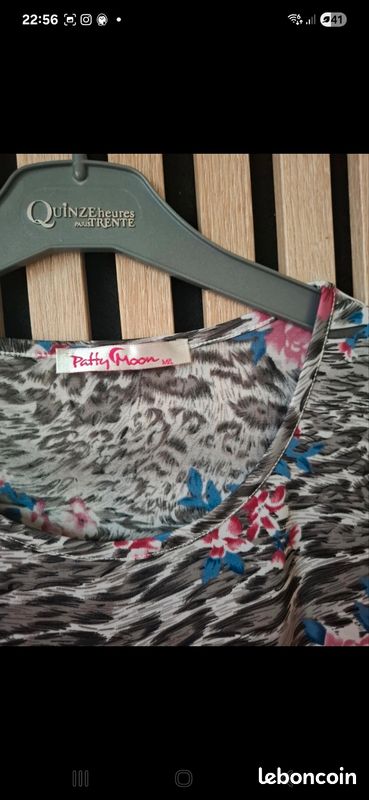 BONTON 10 ans blouse grise motif fleuri détails dorés