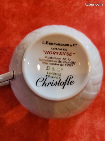 Service à Dessert Bernardeau Chantilly – Oeillet Bleu – 1 Plat + 12 Assiettes – Porcelaine Française
