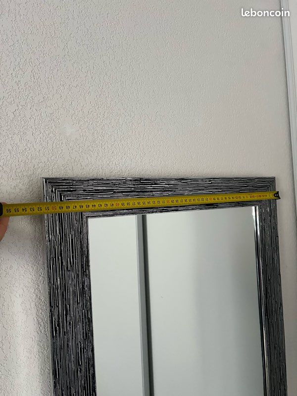 Grand miroir rectangulaire moderne 152x51 cm cadre argenté et noir décoratif (image 3)