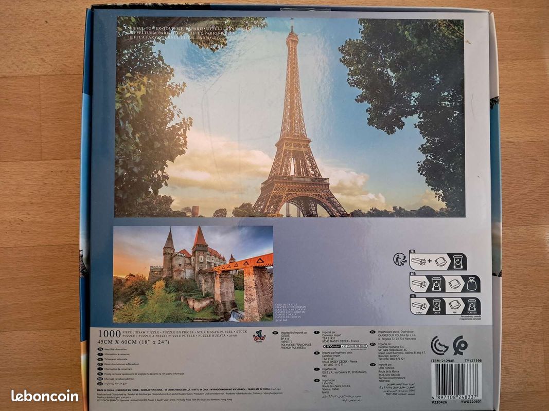 Puzzle 1000 pièces Tour Eiffel Paris (45 x 60 cm) Neuf - Jeux & Jouets