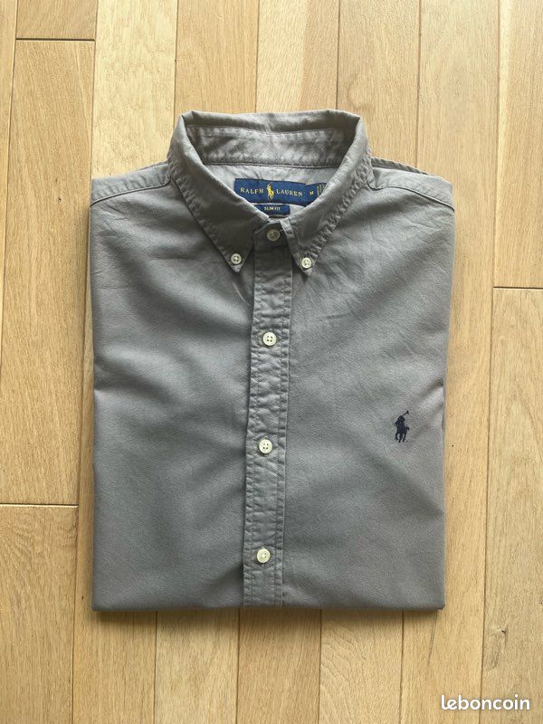 Chemise Ralph Lauren grise logo bleu taille S très bon état (image 1)