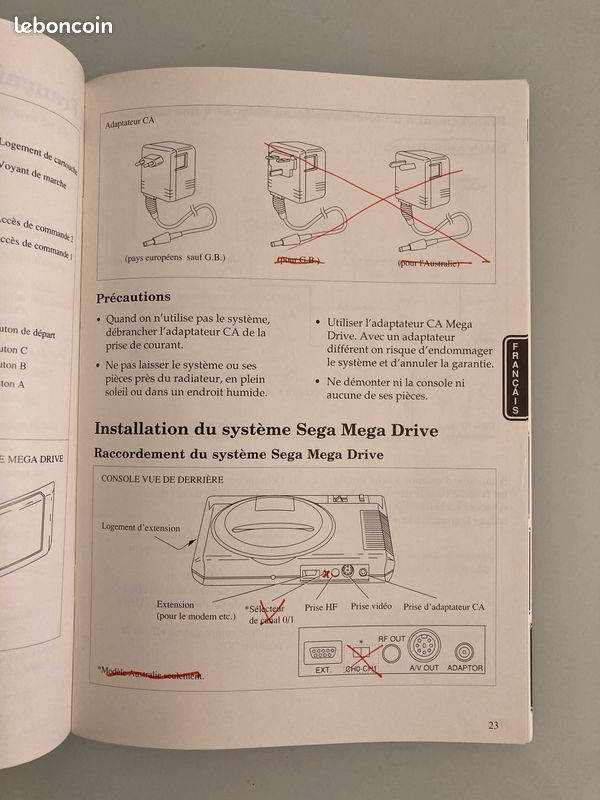 Notice SEGA Megadrive Console – Cocomarinette Gaming – PAL – Bon état