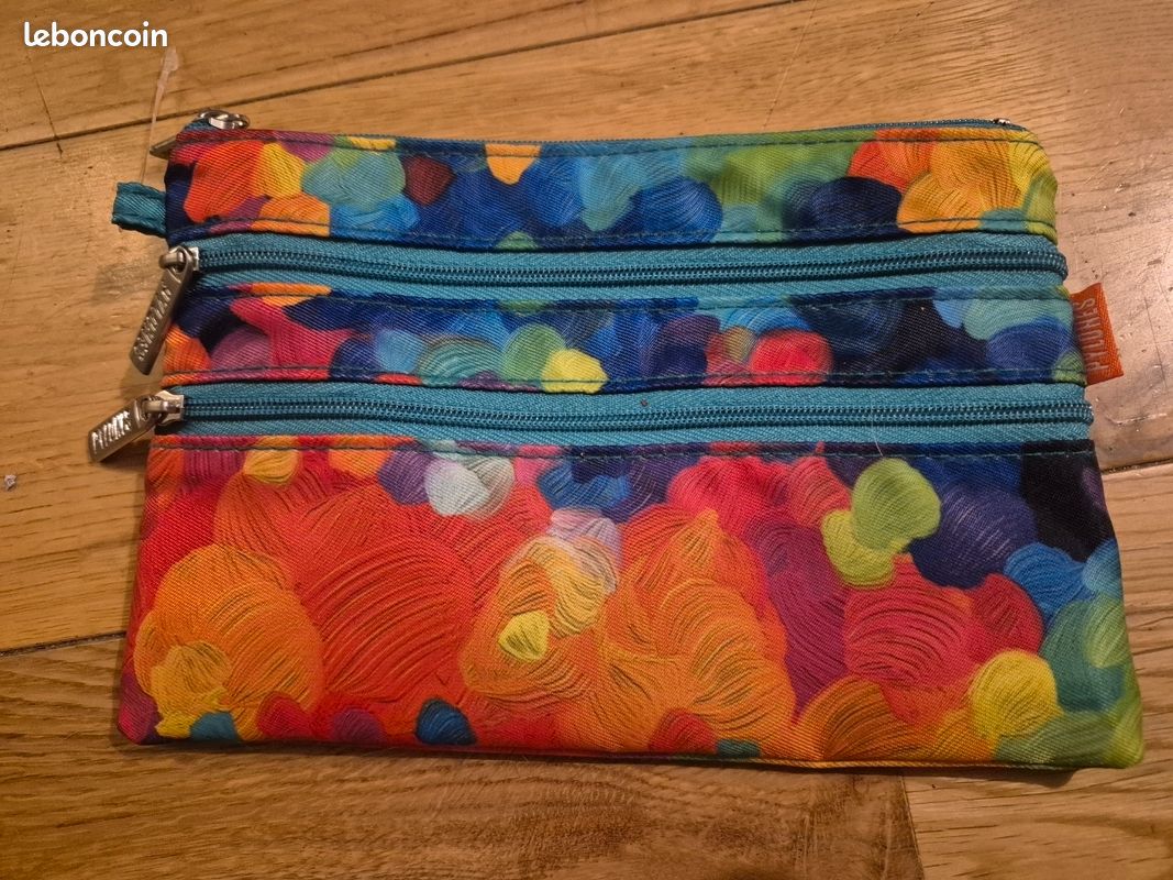 Trousse colorée, 3 fermetures éclair, NEUF (image 1)