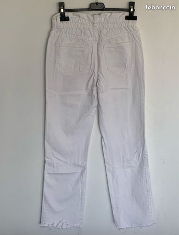 Pantalon Blanc Troué Taille Haute Jennyfer Taille 36 - Coton/élasthanne - Très Bon état