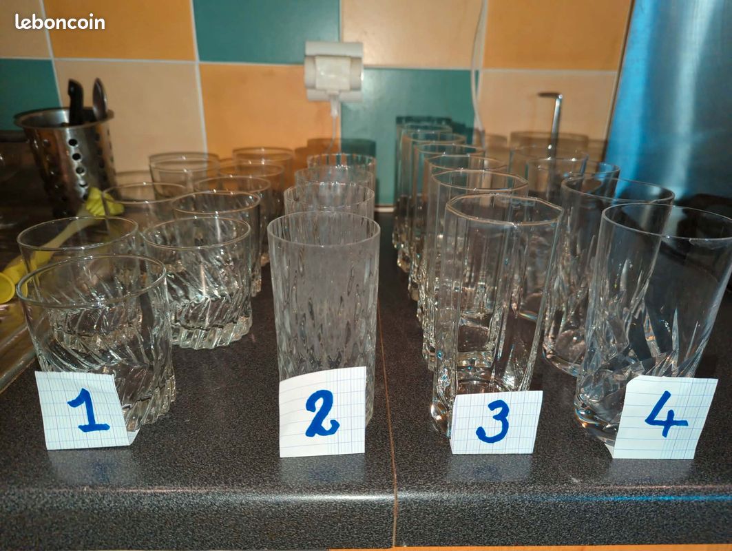 Lot de 4 verres a Whisky 13 cm de haut en cristal d'Arc (image 4)
