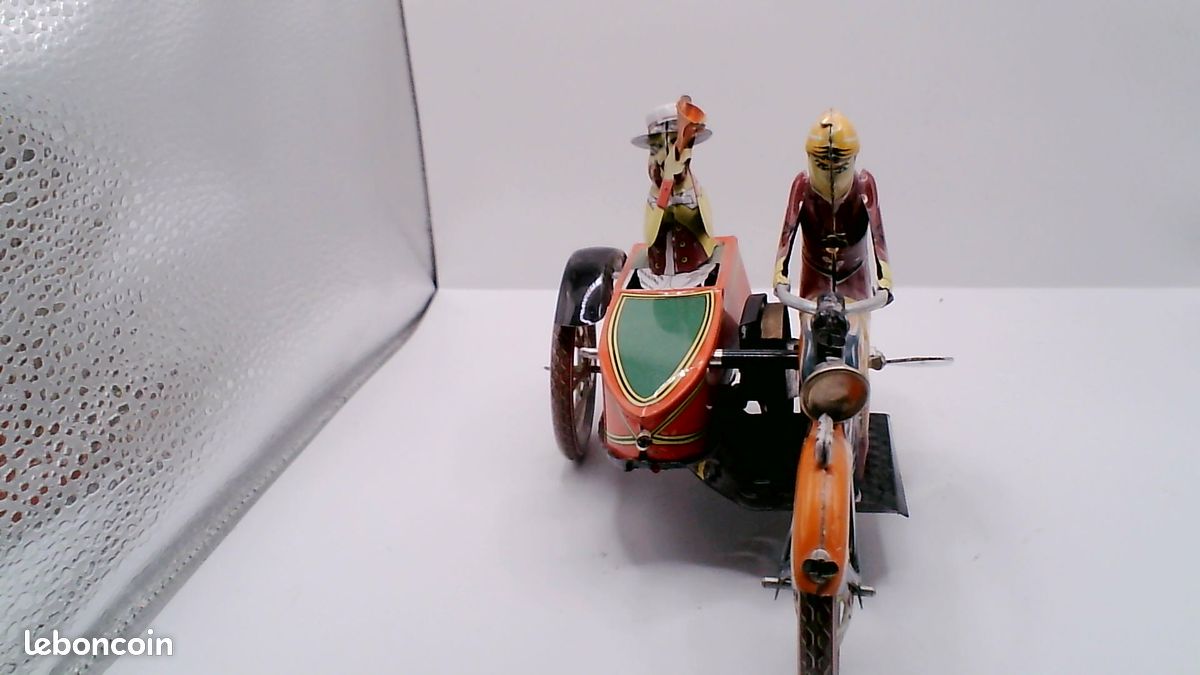 QSH Moto Side-Car MS 709 - Jouet Mécanique Ancien En Tôle - Testé
