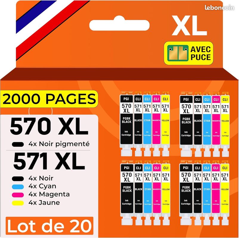 Cartouches d'imprimantes Lot de 11 cartouches d'encre XL- Supply Guy compatibles avec Canon PGI-570 et CLI-571 pour imprimantes Pixma MG5700, MG5750, MG5751, MG5752, MG5753, MG6800, MG6850, MG6851 etc (image 1)