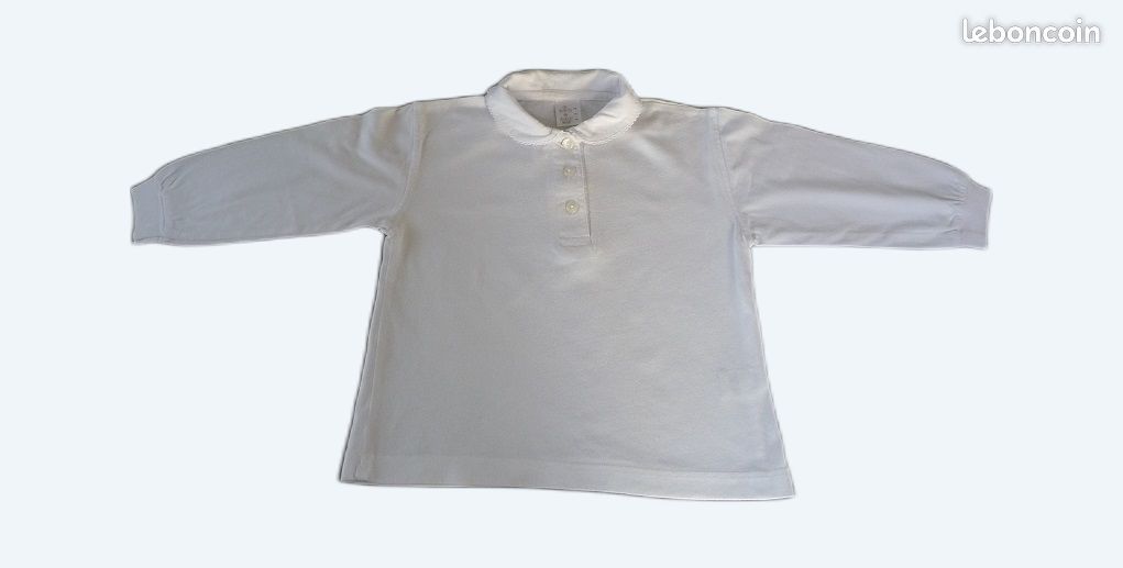 Polo blanc manches longues taille 4 ans (image 1)