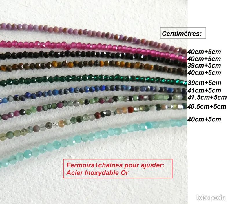 Collier fin perles naturelles femmes, véritable pierres , multicolore, ras de cou neufs (image 5)