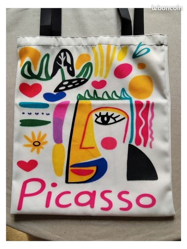 Sac fourre-tout imprimé Picasso, solide, coloré, parfait état (image 1)