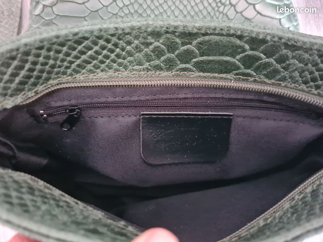 Sac cuir Victor & Hugo vert style croco (image 4)