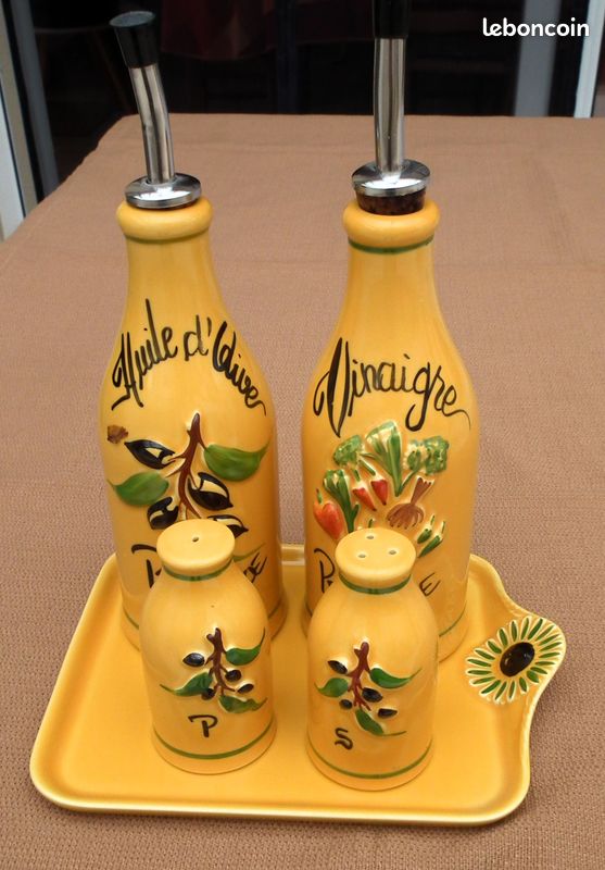 Bouteille sel et Poivre, Bouteille Huile et Vinaigre, Bouteille Verre