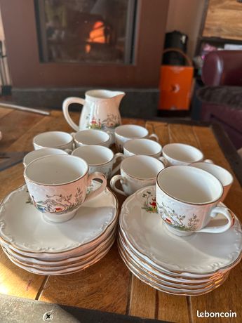 Service à café complet 10 tasses , Digoin Sarreguemines , circa 1930 - France
