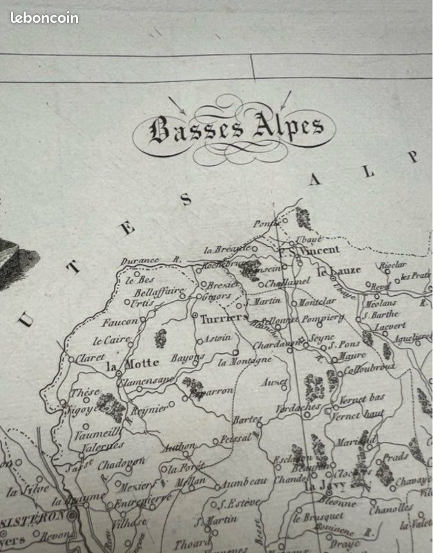 Carte ancienne du département des Basses Alpes - Digne (image 4)