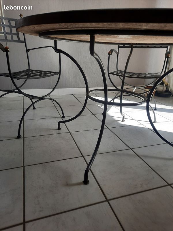 Table fer forgé / céramique + 4 chaises (image 2)