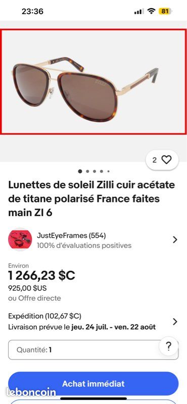 Lunettes De Soleil Zilli En Acétate Et Titane - Polarisé Fait Main En France - Modèle ZI 65048 C01