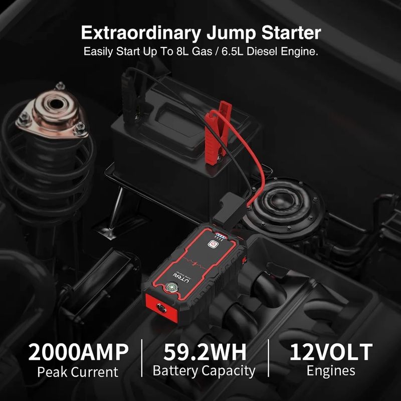 Booster Batterie Voiture Portable Jump Starter 1000A Demarreur de Voiture  Moto - Équipement auto