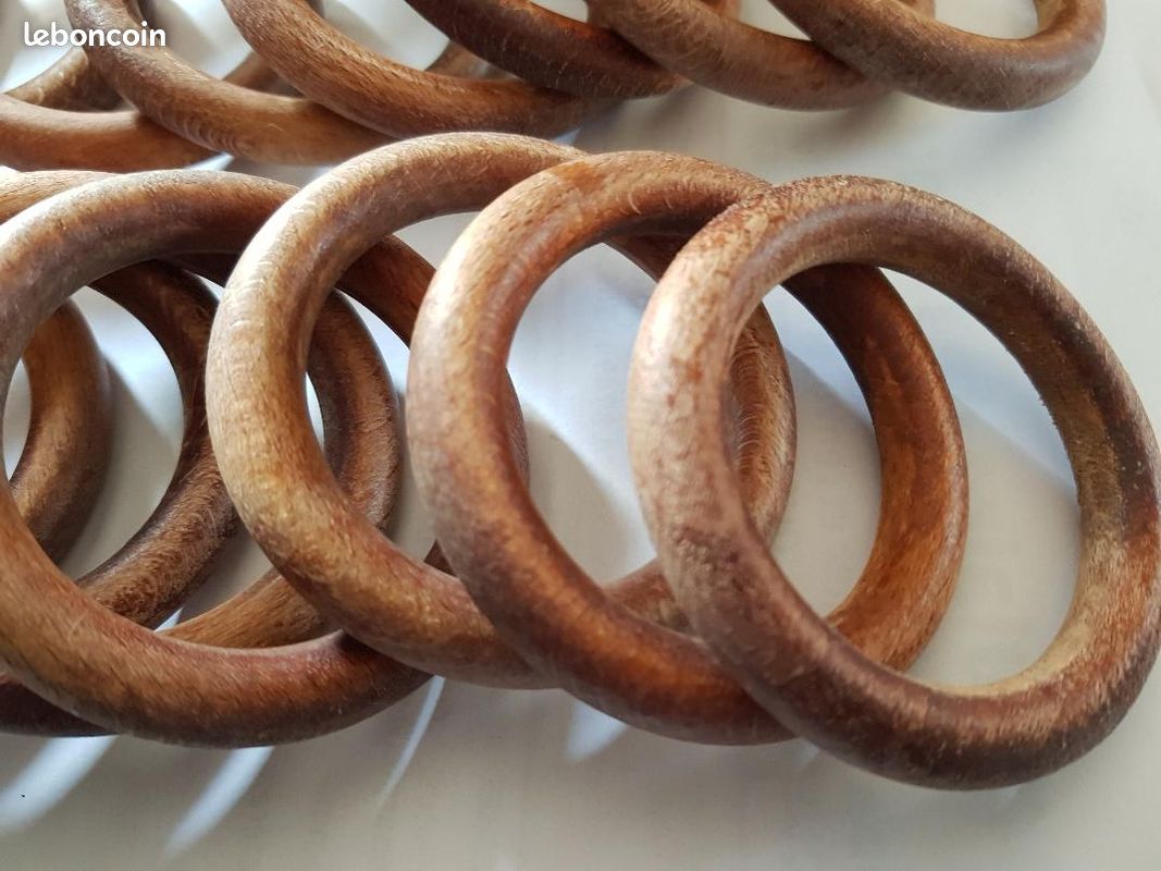 19 anneaux bois chêne clair pour tringle sans les crochets (image 4)
