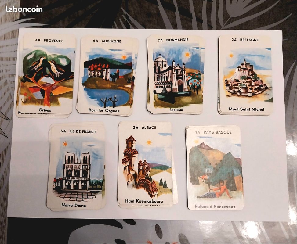 Ancien Jeu De 7 Familles Sur Les Régions De France, Années 1950, Cartes à Jouer Rares