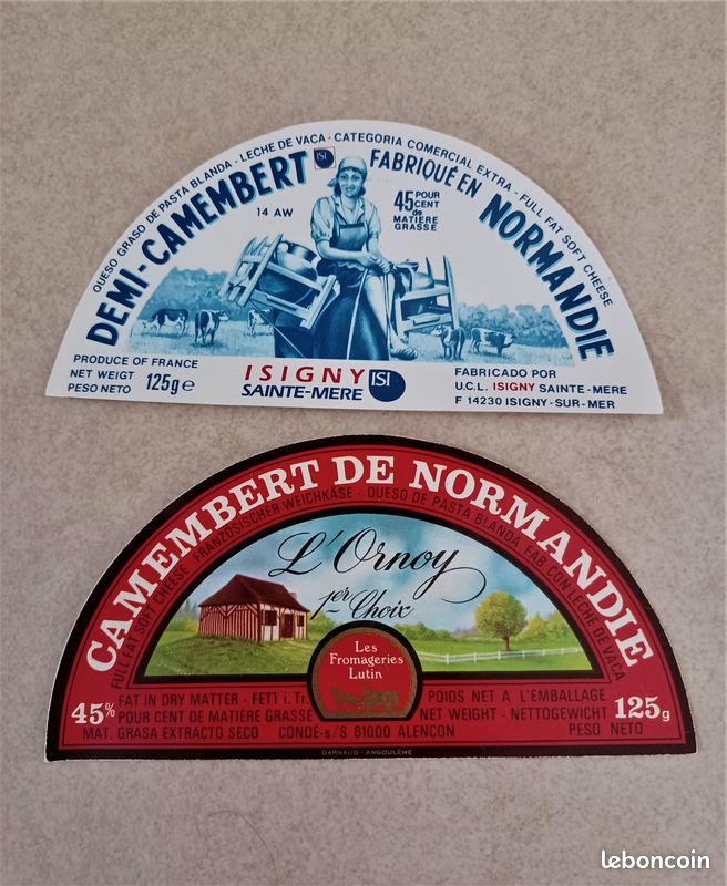 Lot De 5 étiquettes Anciennes De Camembert – Collection Artisanale