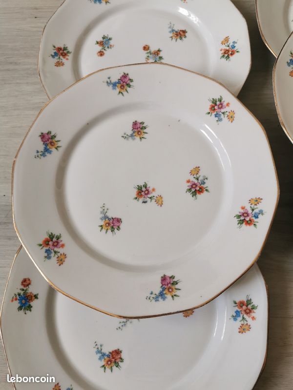 🌸 Lot 6 assiettes plates vintage porcelaine (image 5)